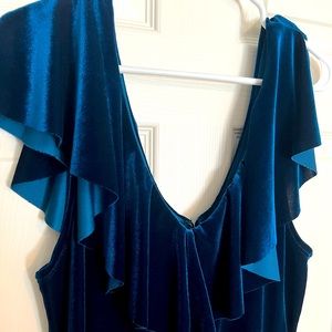 Blue velvet cocktail dress